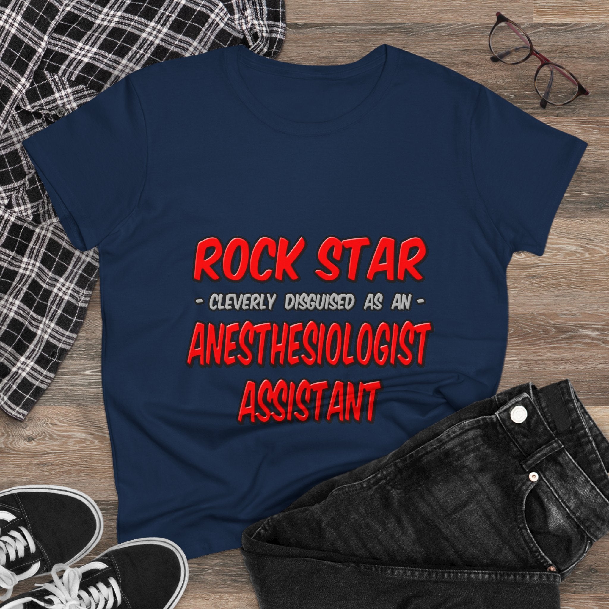 Rock Star .. Anesthesiologist Assistant - Women's Midweight Cotton Tee
