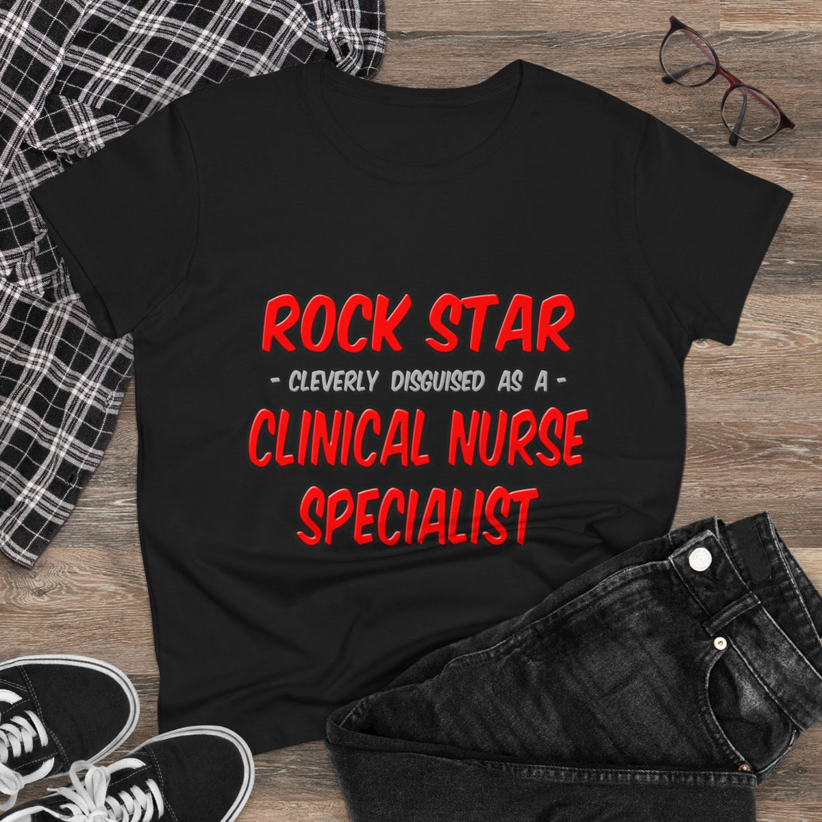Rock Star .. Clinical Nurse Specialist - Women's Midweight Cotton Tee