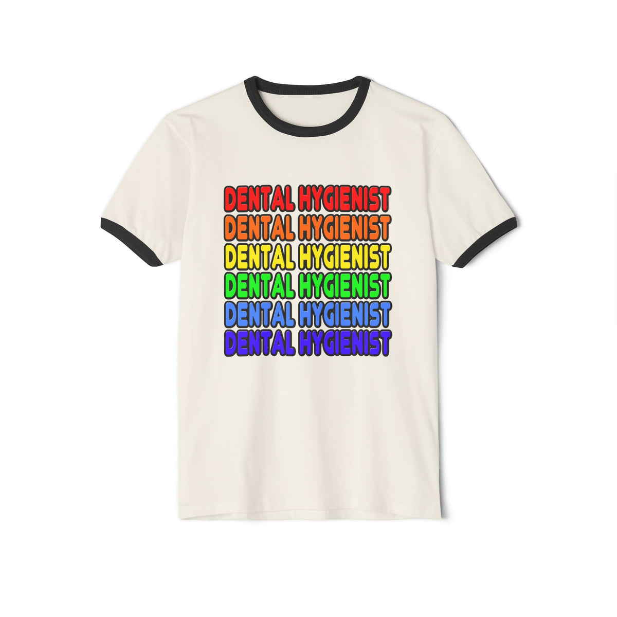 Rainbow Dental Hygienist - Unisex Cotton Ringer T-Shirt