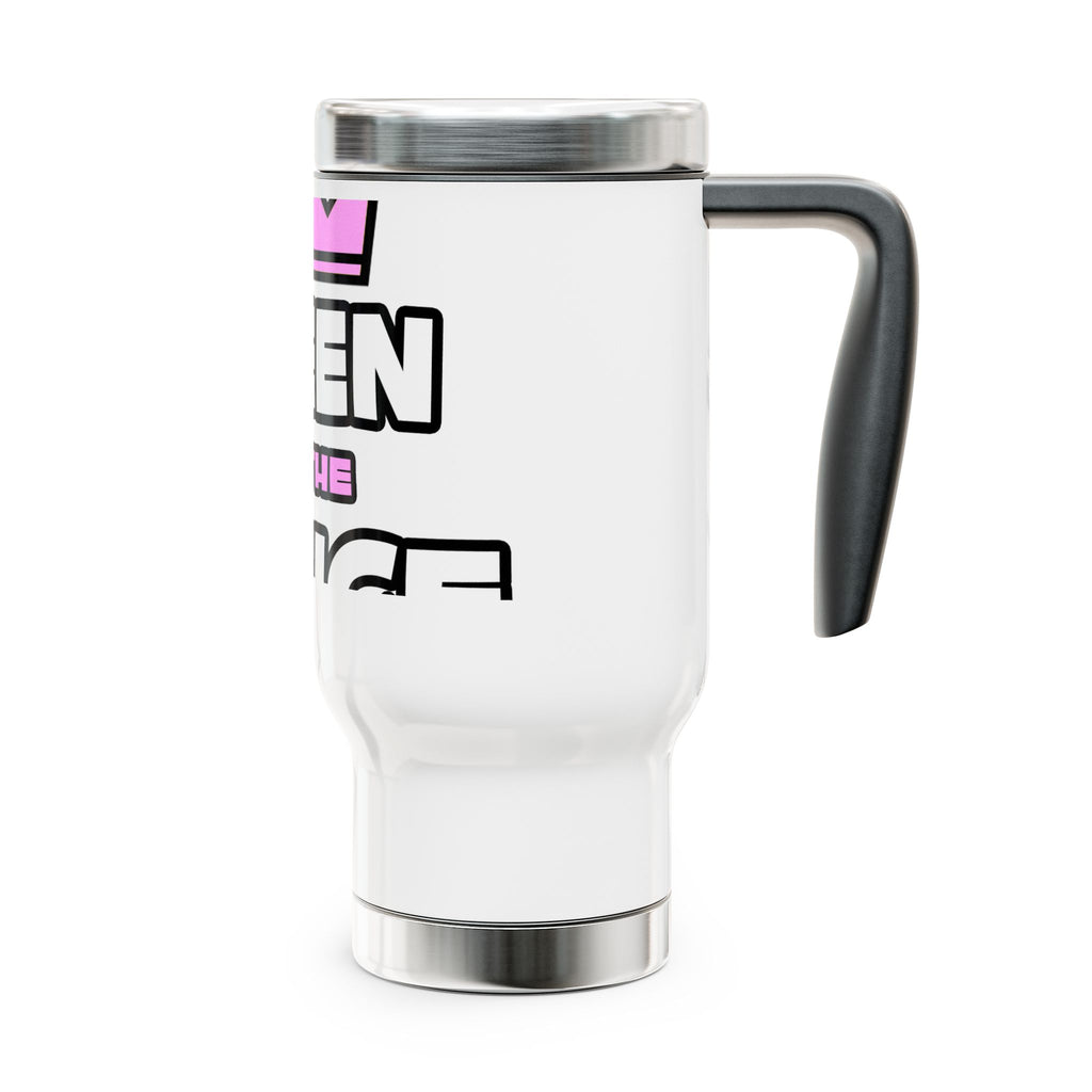 Queen of the Office - Stainless Steel Travel Mug with Handle, 14oz