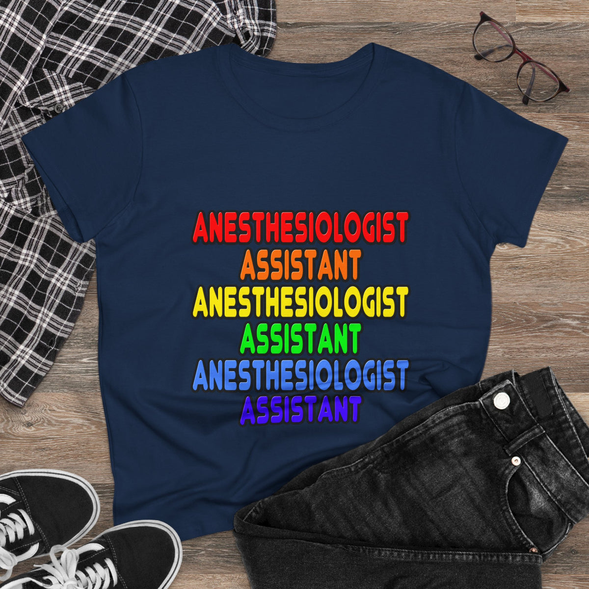 Rainbow Anesthesiologist Assistant - Women's Midweight Cotton Tee
