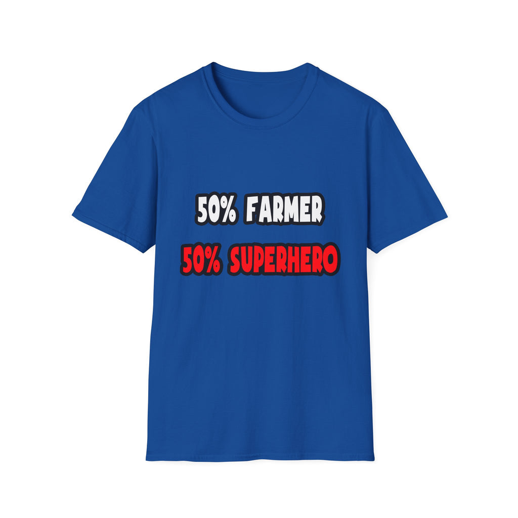Half Farmer ... Half Superhero - Unisex Softstyle T-Shirt