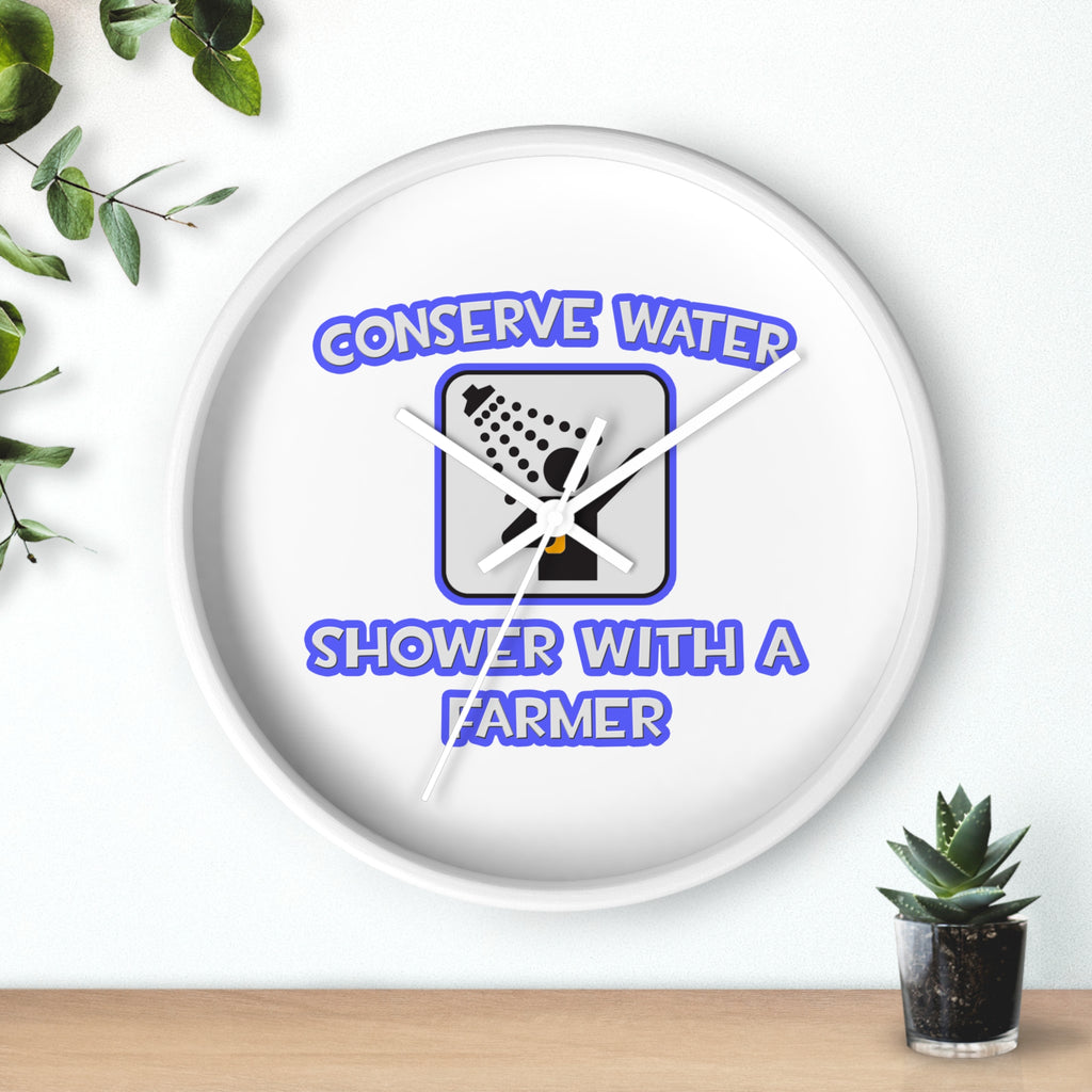 Conserve Water .. Shower With a Farmer - Wall Clock