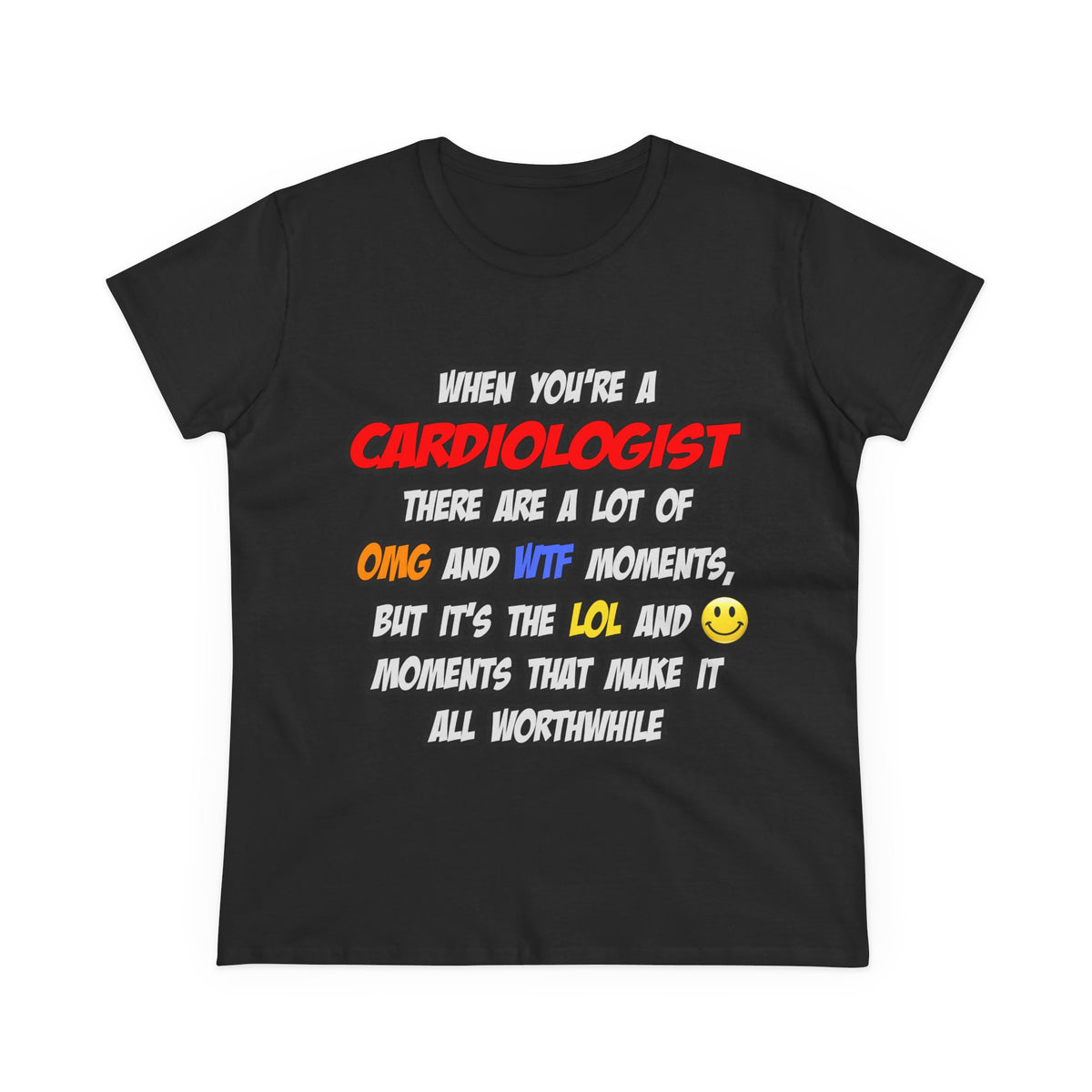 Cardiologist .. OMG WTF LOL - Women's Midweight Cotton Tee