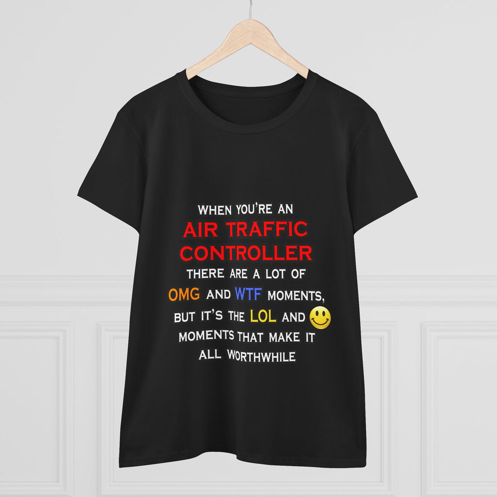Funny Air Traffic Controller ... OMG WTF LOL - Women's Midweight Cotton Tee