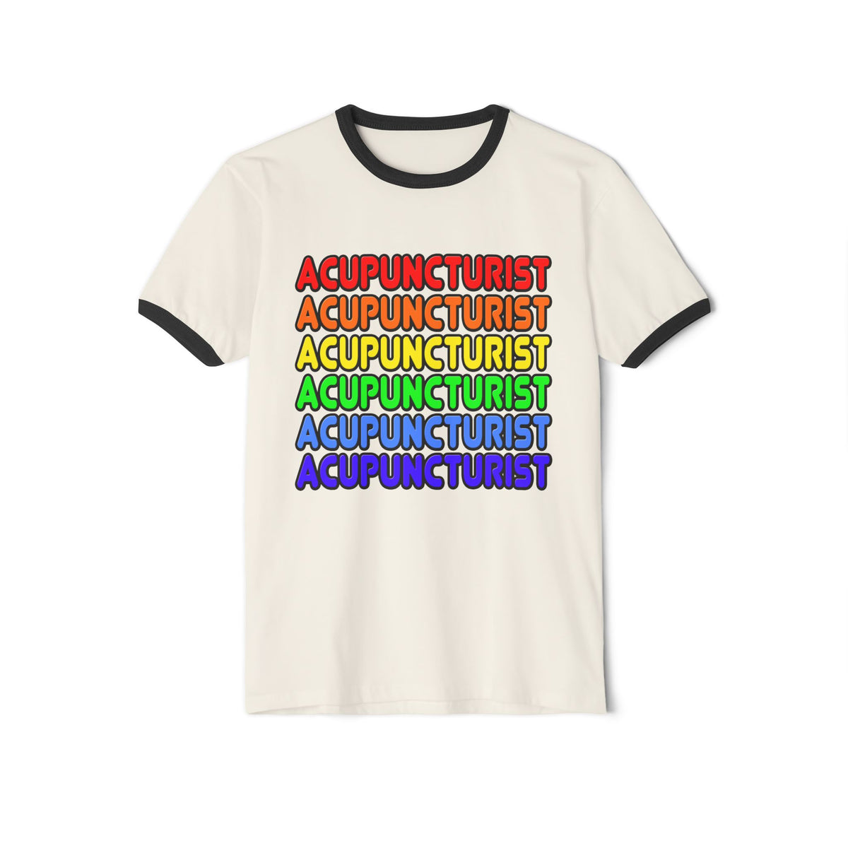 Rainbow Acupuncturist - Unisex Cotton Ringer T-Shirt