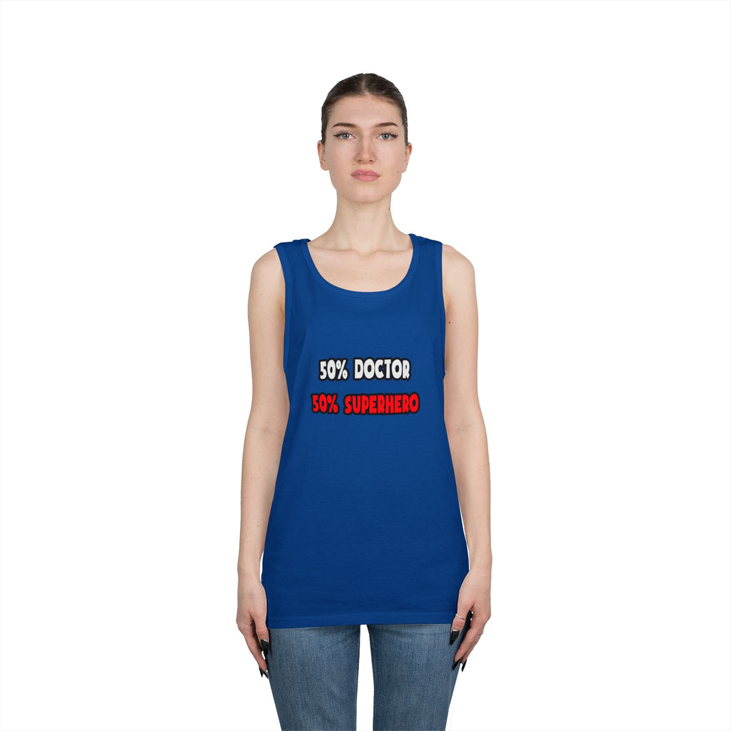 Half Doctor ... Half Superhero - Unisex Heavy Cotton Tank Top