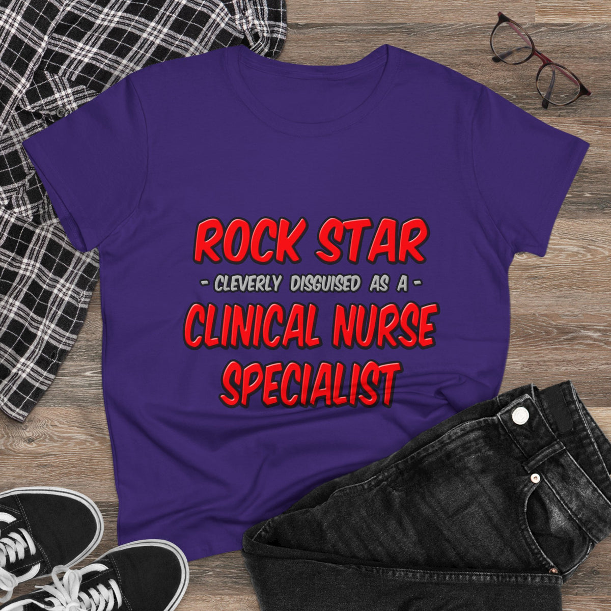 Rock Star .. Clinical Nurse Specialist - Women's Midweight Cotton Tee