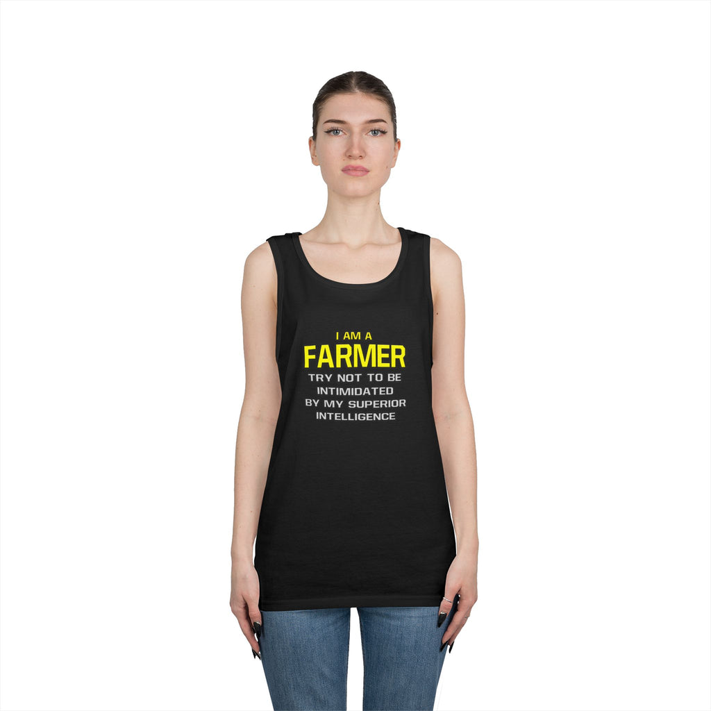 Farmer...Superior Intelligence - Unisex Heavy Cotton Tank Top