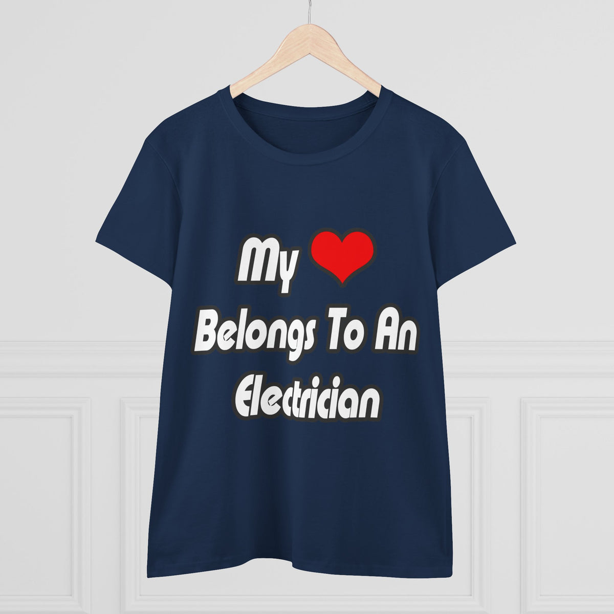 My Heart Belongs To An Electrician - Women's Midweight Cotton Tee