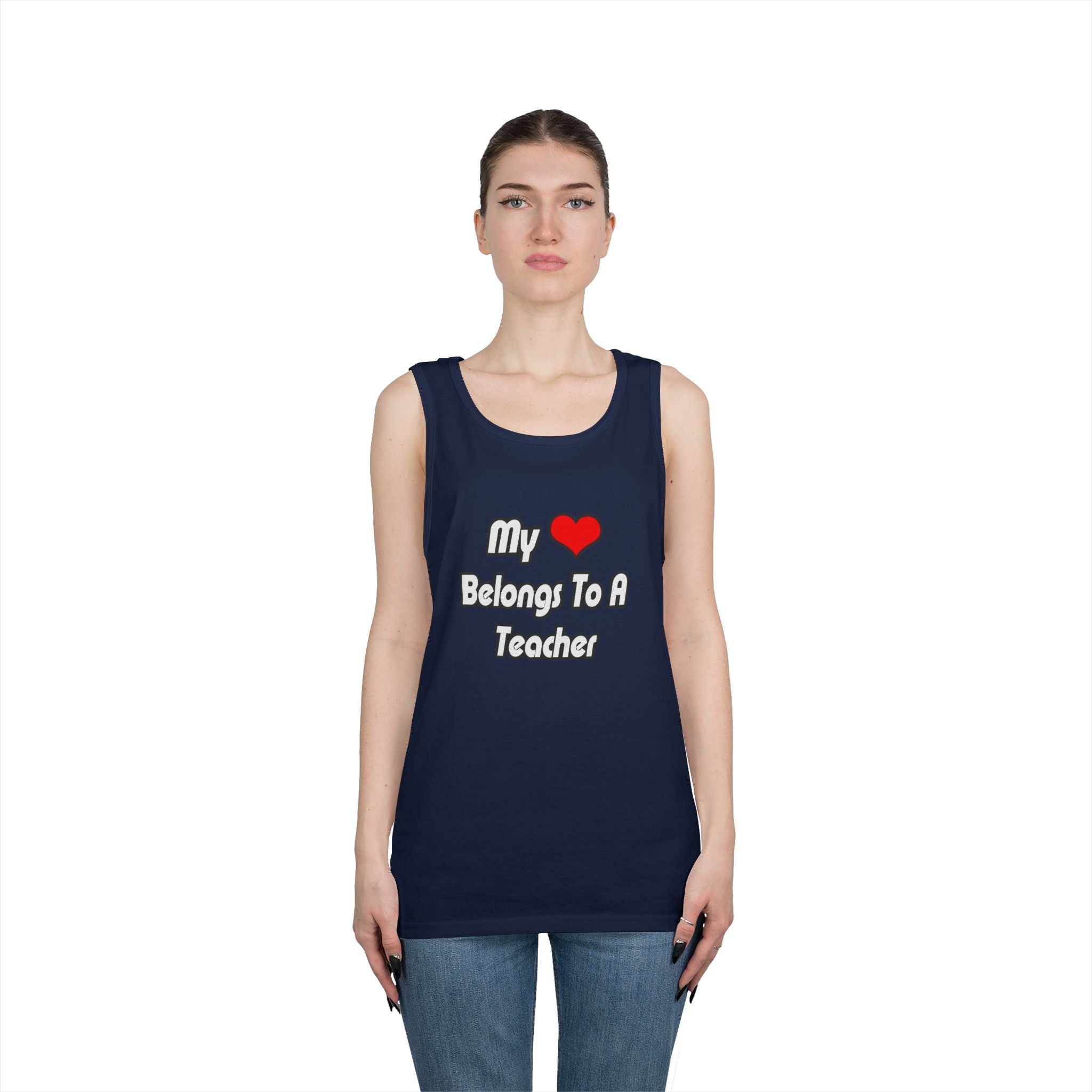 My Heart Belongs To A Teacher - Unisex Heavy Cotton Tank Top