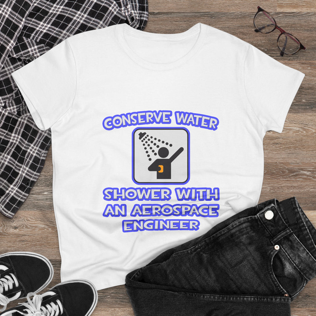 Conserve Water .. Shower With Aerospace Engineer - Women's Midweight Cotton Tee
