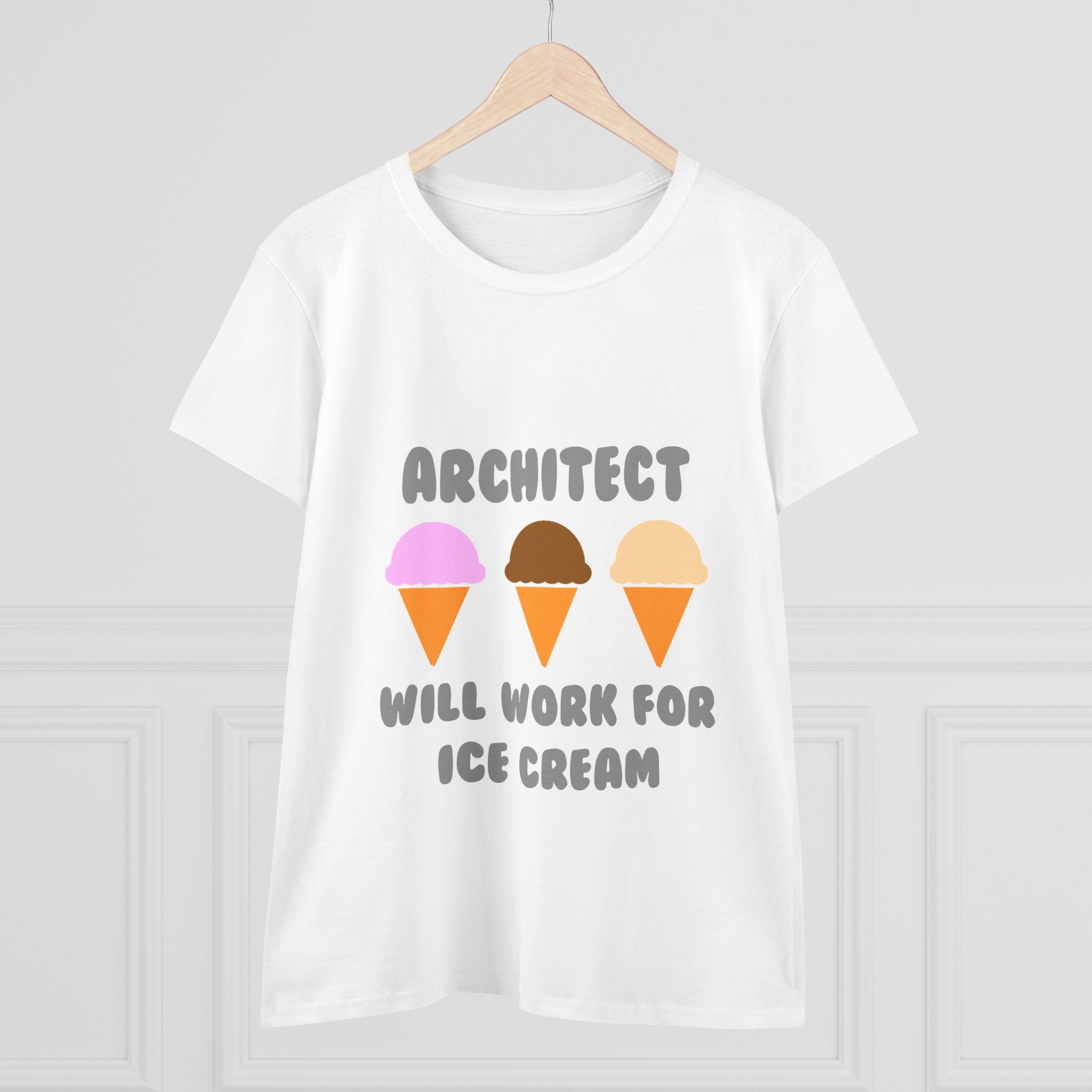 Architect ... Will Work For Ice Cream - Women's Midweight Cotton Tee