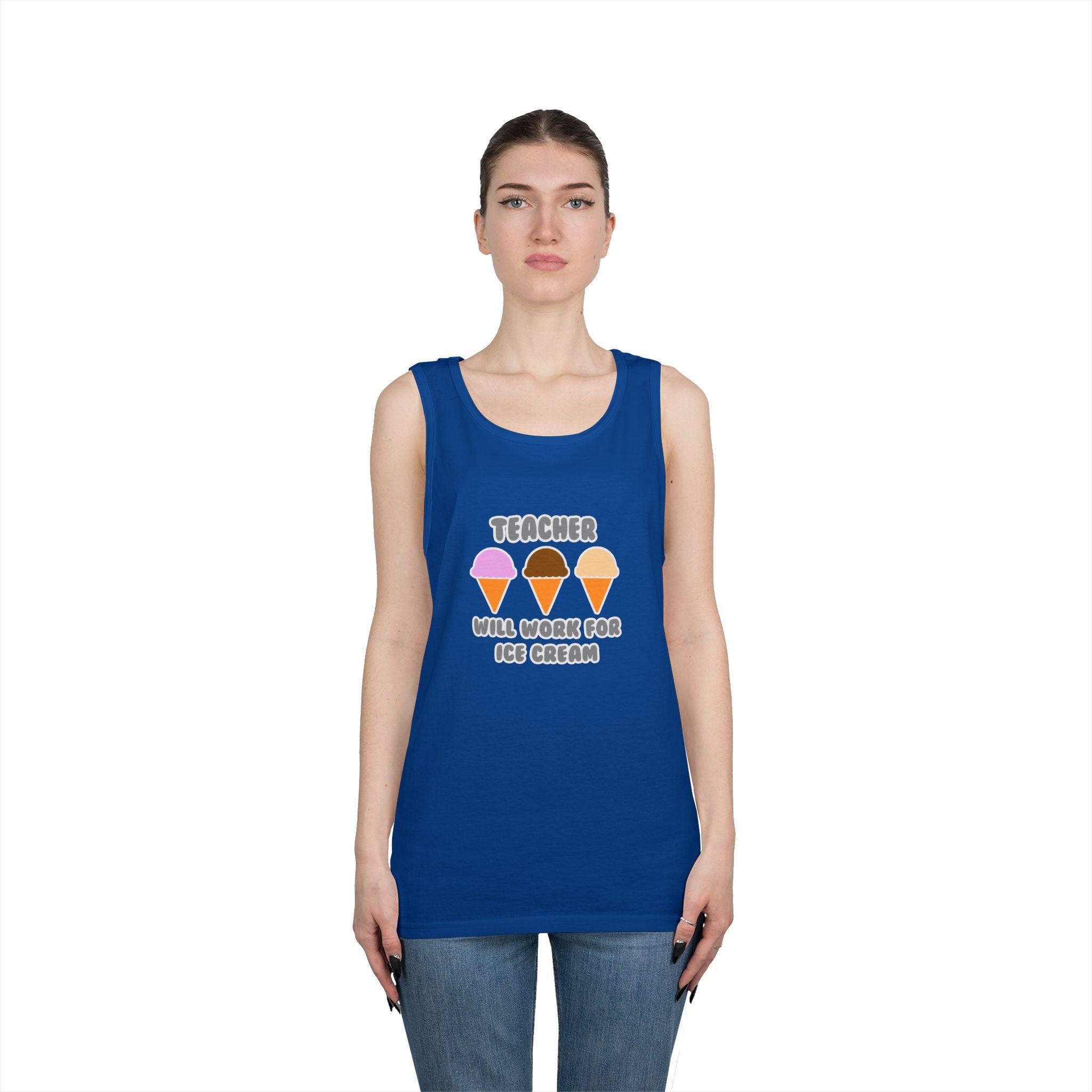 Teacher ... Will Work For Ice Cream - Unisex Heavy Cotton Tank Top
