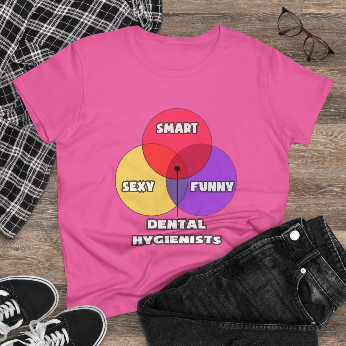 Venn Diagram .. Dental Hygienist - Women's Midweight Cotton Tee