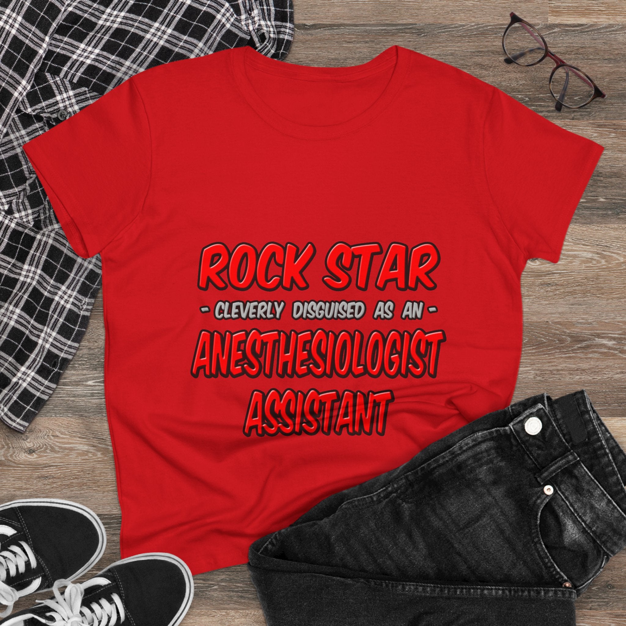 Rock Star .. Anesthesiologist Assistant - Women's Midweight Cotton Tee