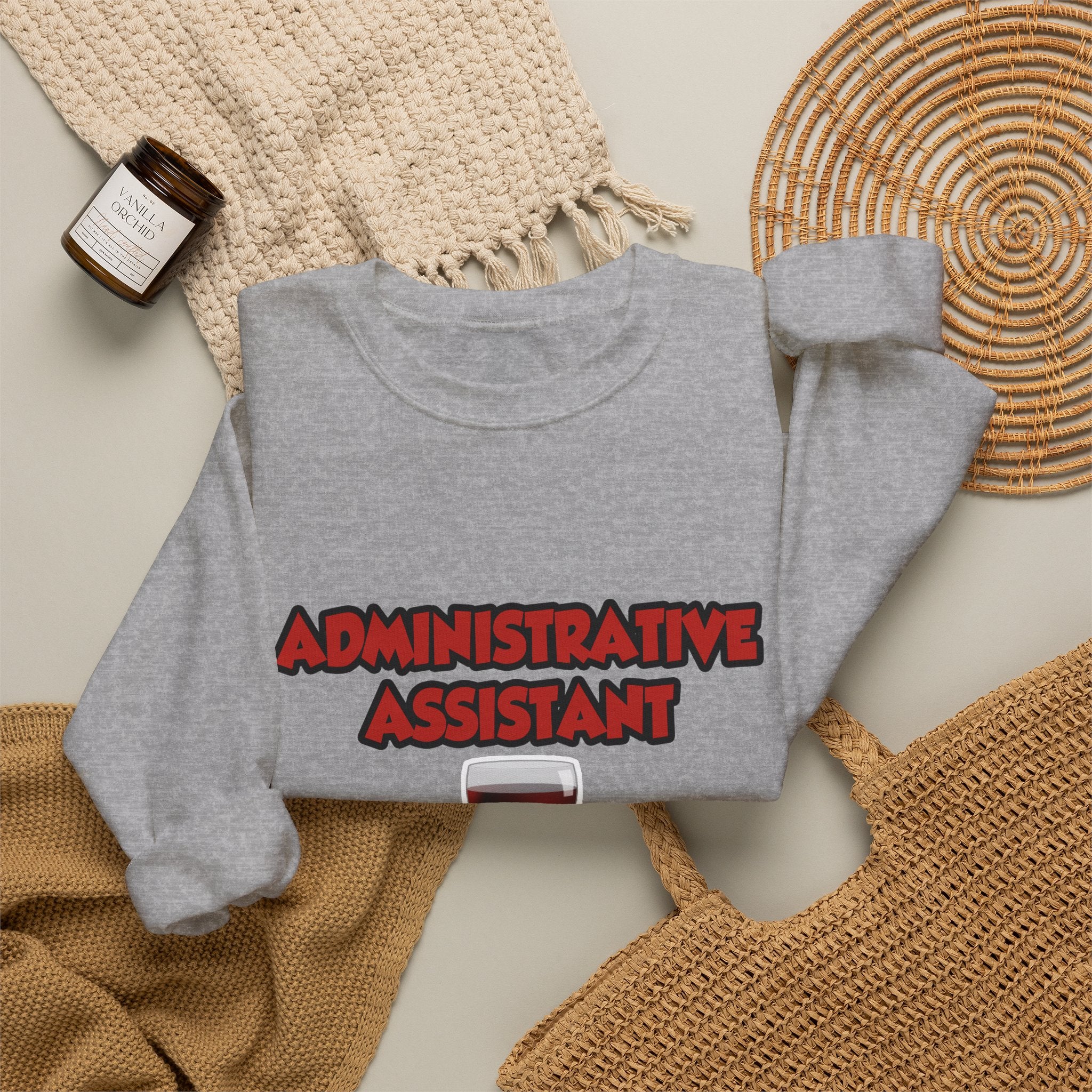 Admin Assistant ... Will Work For Wine - Unisex Heavy Blend™ Crewneck Sweatshirt
