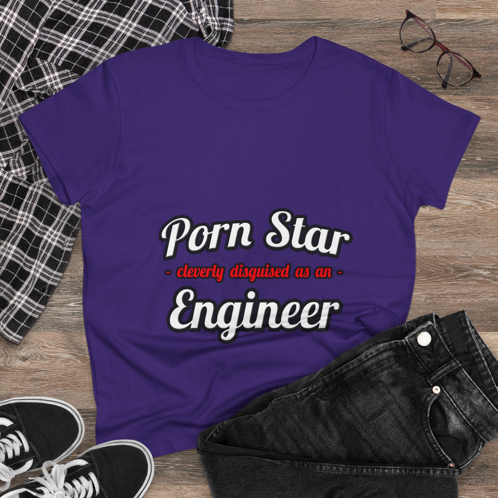 Porn Star...Engineer - Women's Midweight Cotton Tee