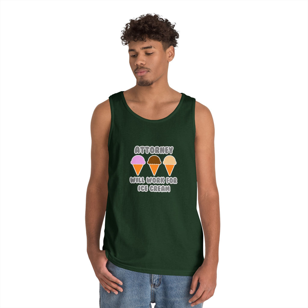 Attorney ... Will Work For Ice Cream - Unisex Heavy Cotton Tank Top