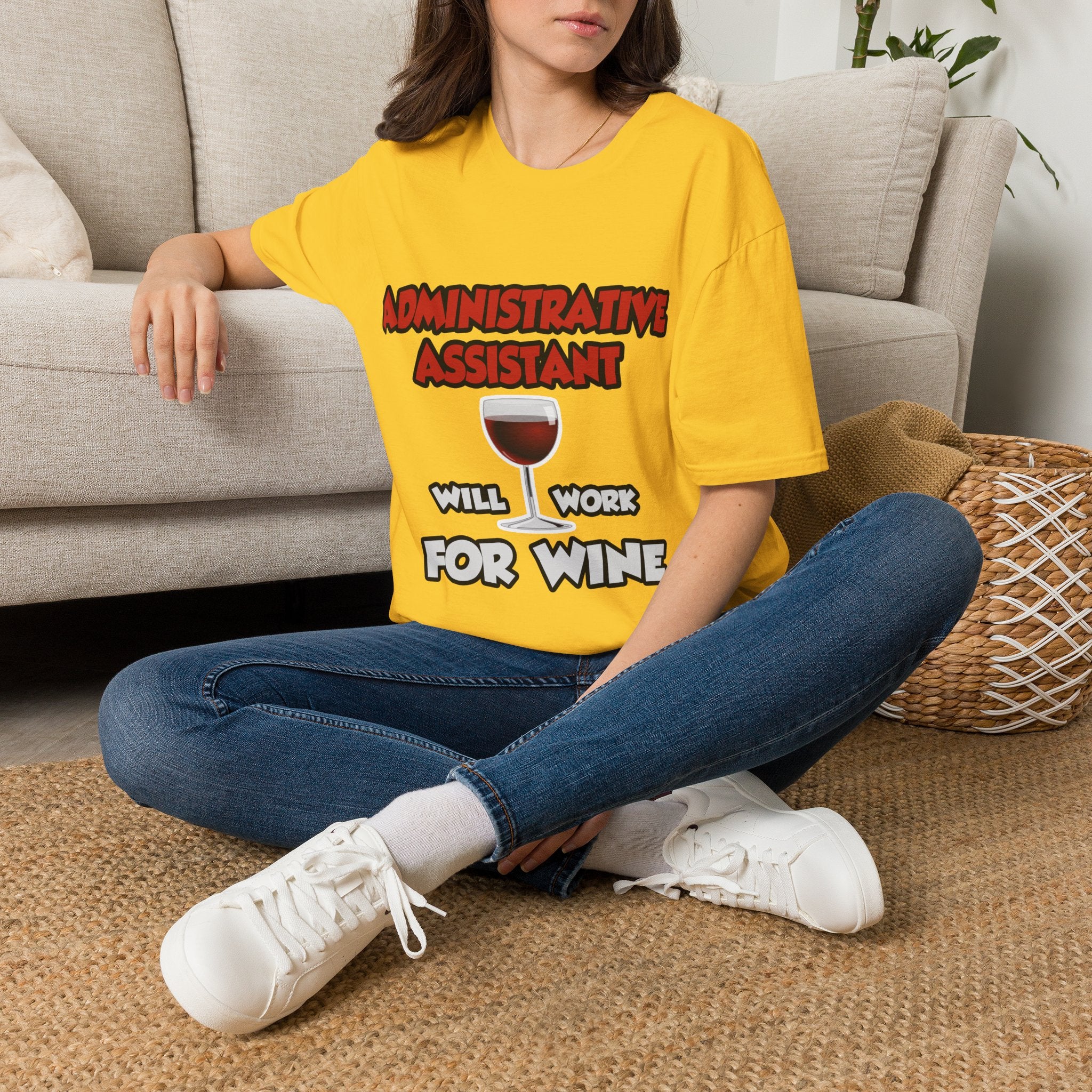 Admin Assistant ... Will Work For Wine - Unisex Softstyle T-Shirt