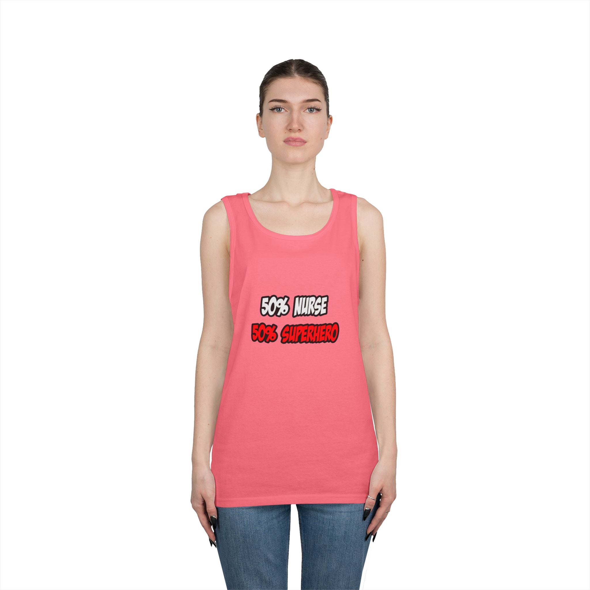 Half Nurse...Half Superhero - Unisex Heavy Cotton Tank Top