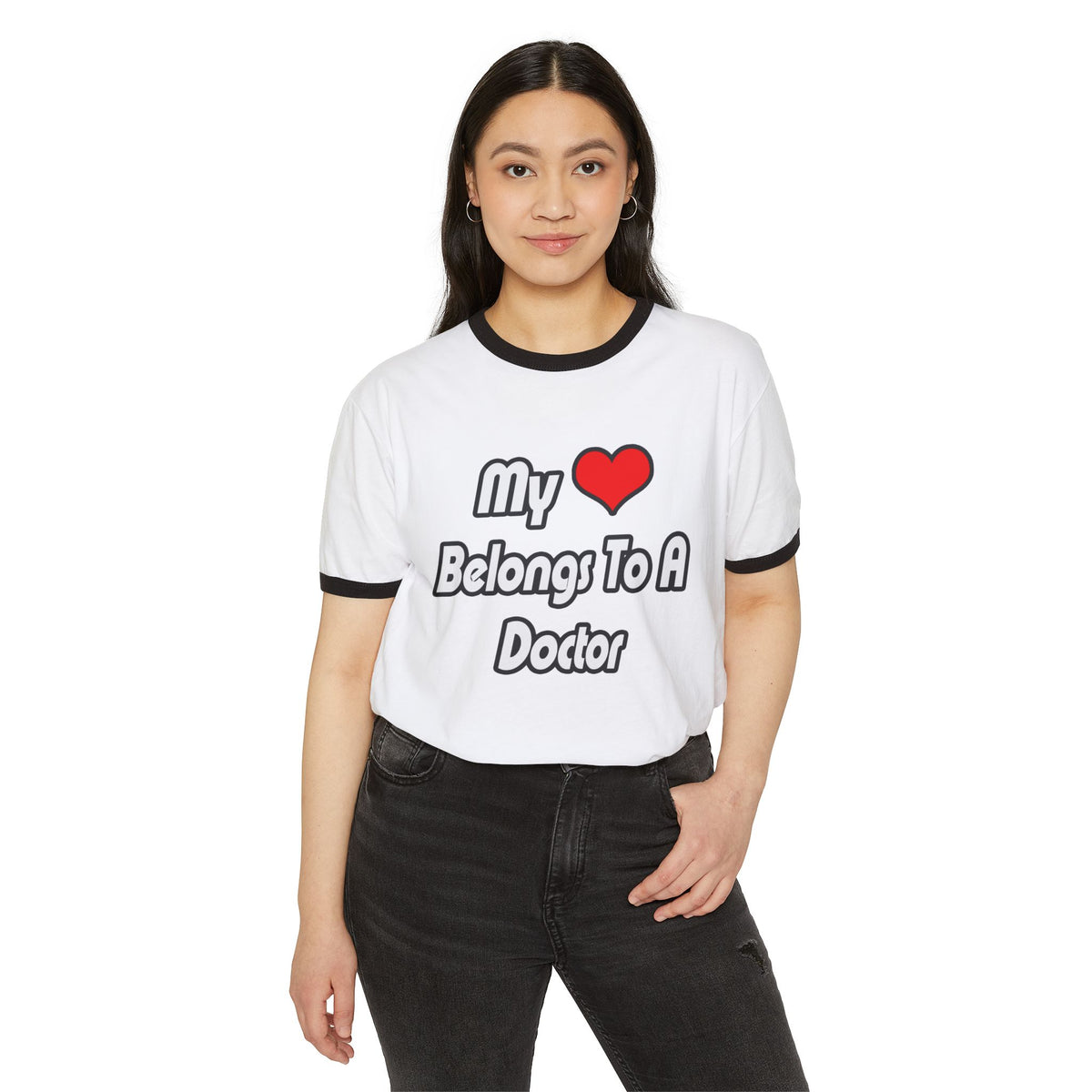 My Heart Belongs To A Doctor - Unisex Cotton Ringer T-Shirt