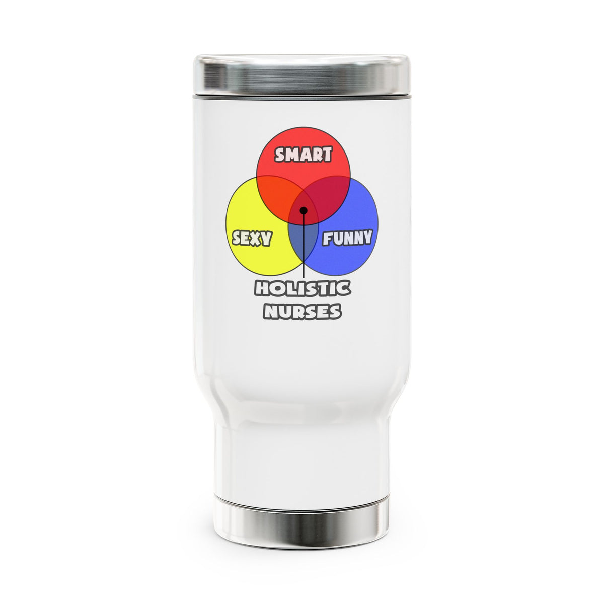 Venn Diagram .. Holistic Nurses - Stainless Steel Travel Mug with Handle, 14oz