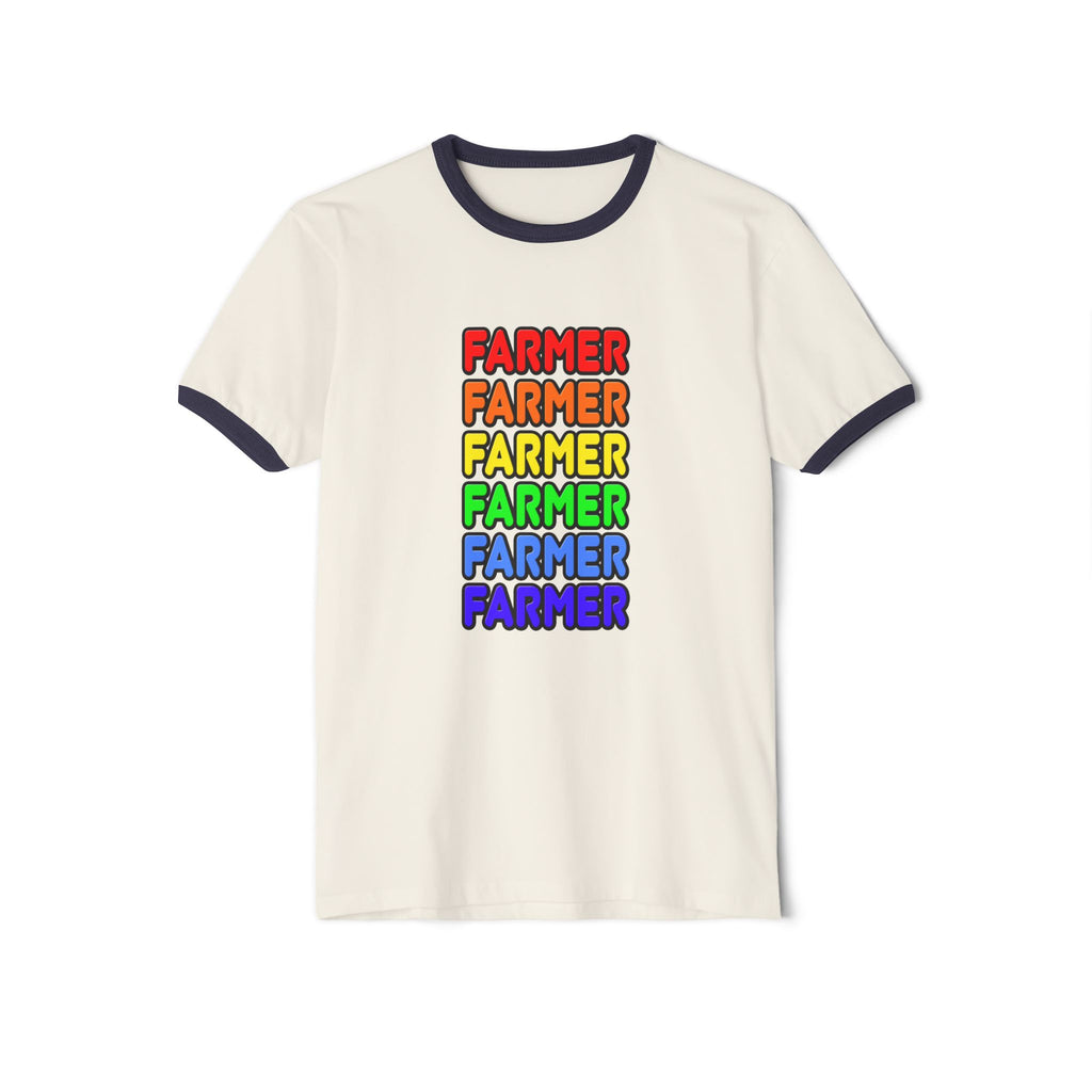 Rainbow Farmer - Unisex Cotton Ringer T-Shirt