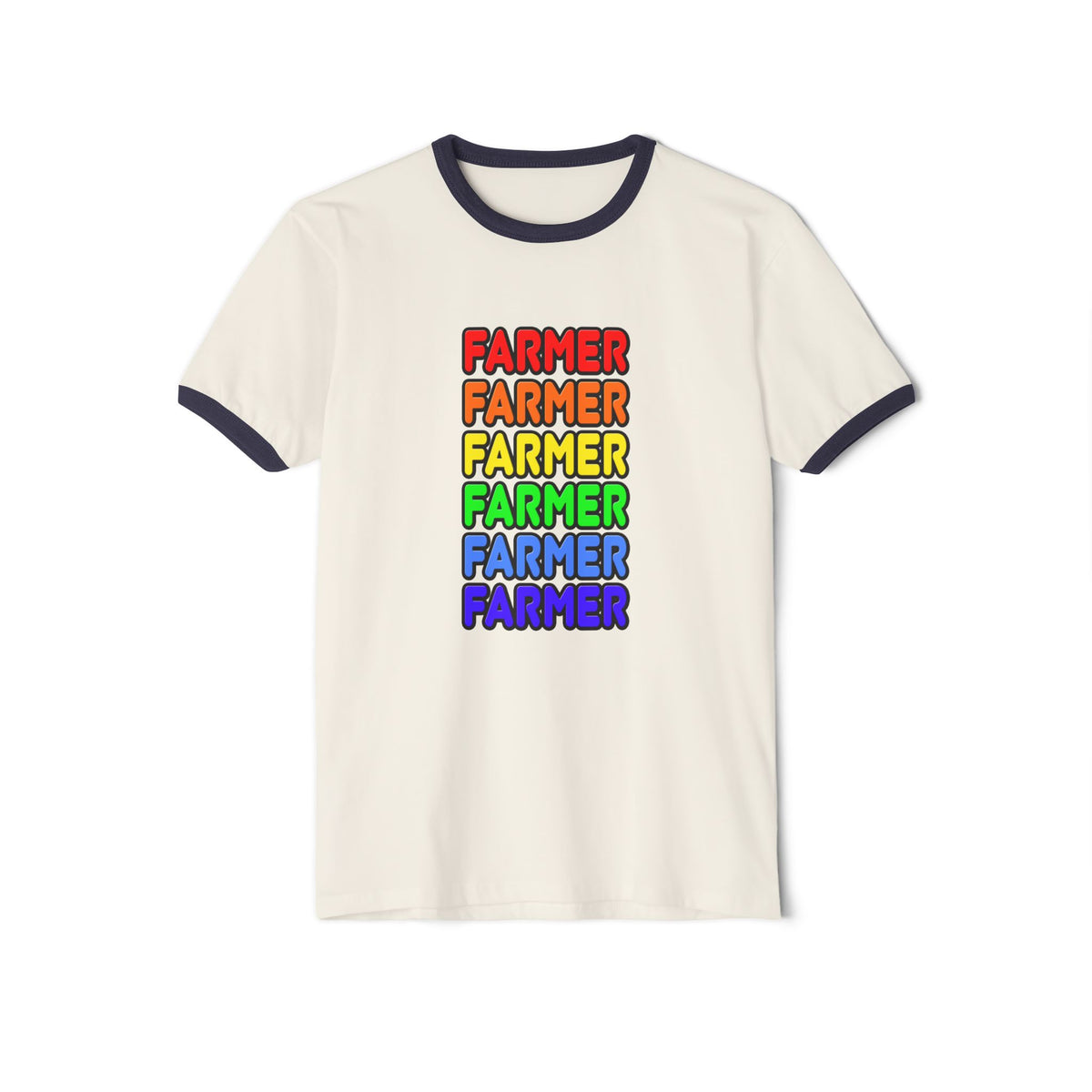 Rainbow Farmer - Unisex Cotton Ringer T-Shirt