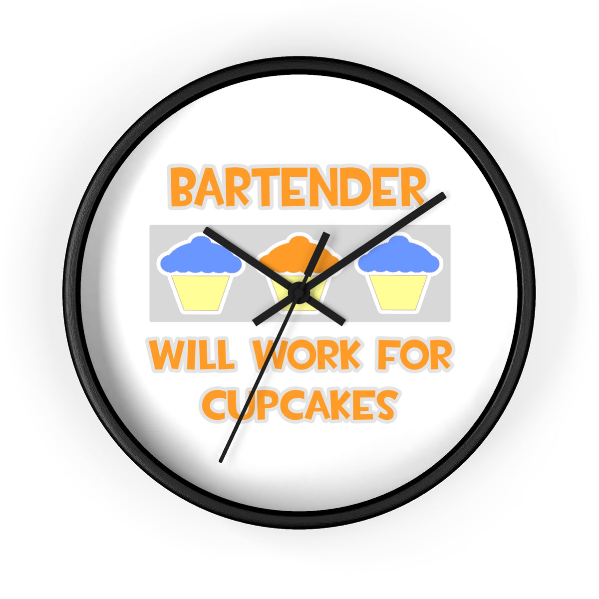 Bartender ... Will Work For Cupcakes - Wall Clock