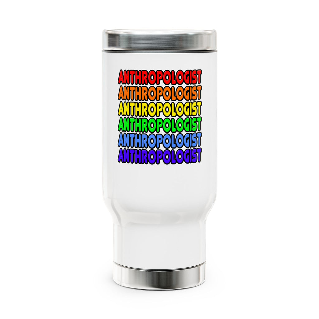 Rainbow Anthropologist - Stainless Steel Travel Mug with Handle, 14oz