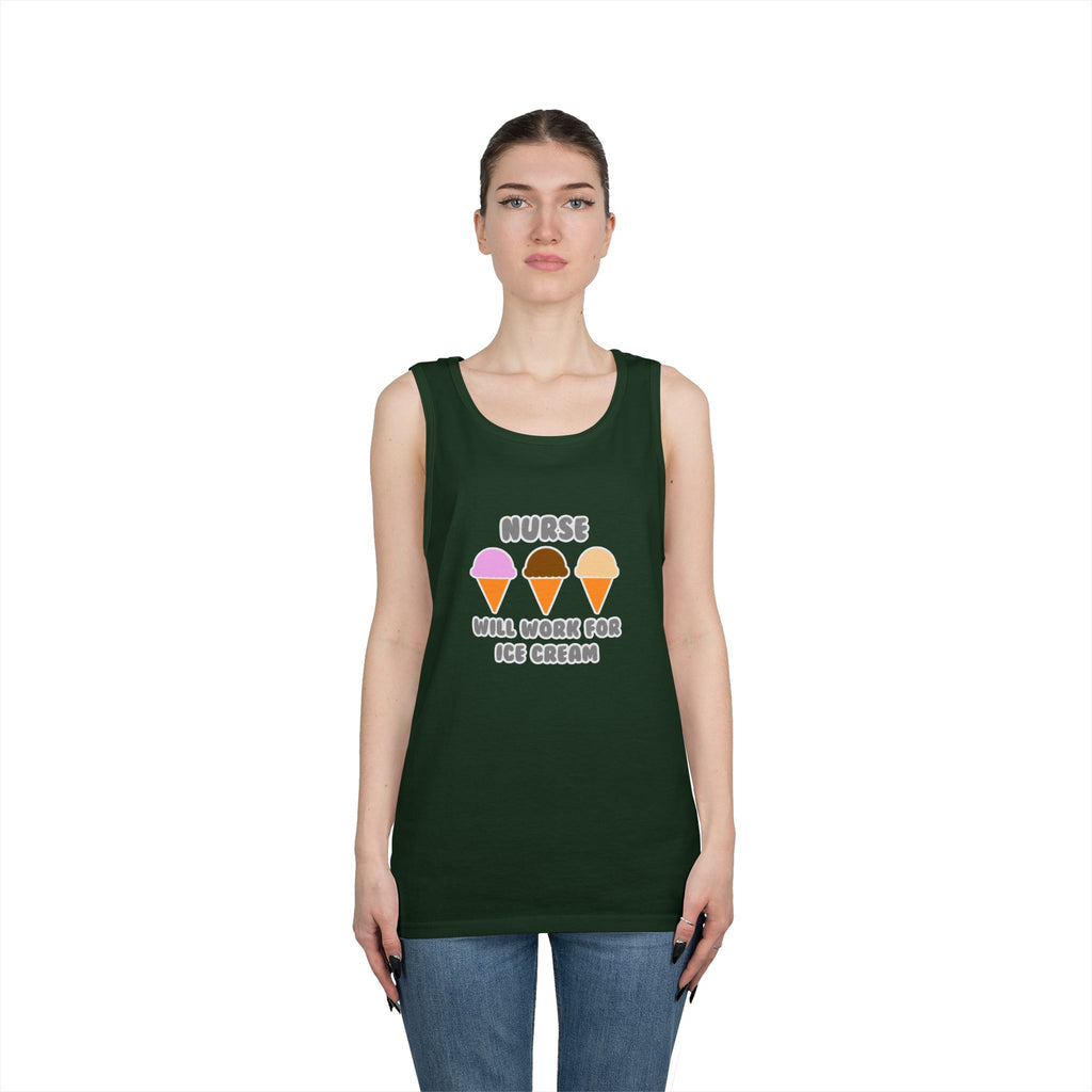 Nurse ... Will Work For Ice Cream - Unisex Heavy Cotton Tank Top