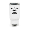 Save a Cowboy .. Ride an Archivist - Stainless Steel Travel Mug with Handle, 14oz