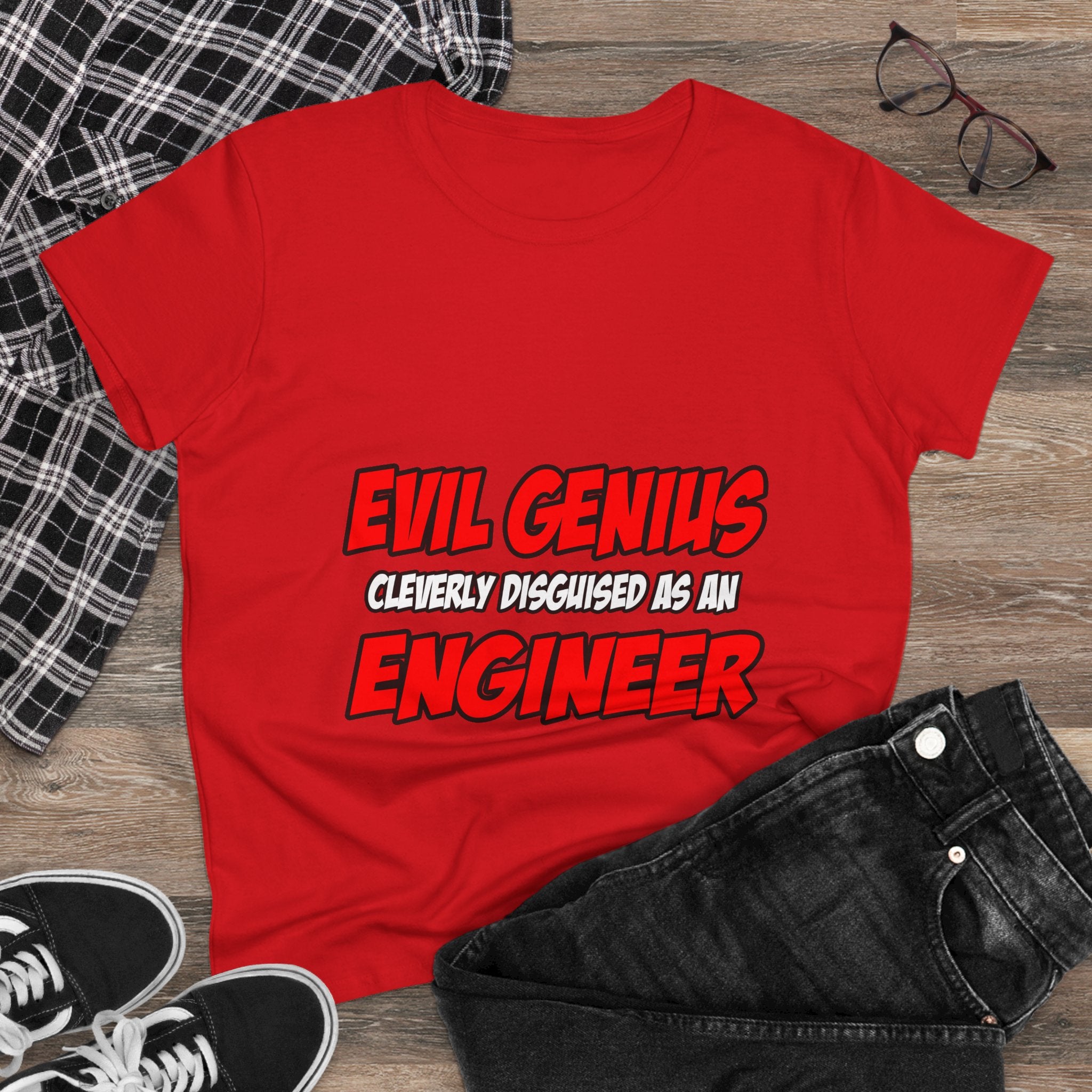 Evil Genius...Engineer - Women's Midweight Cotton Tee