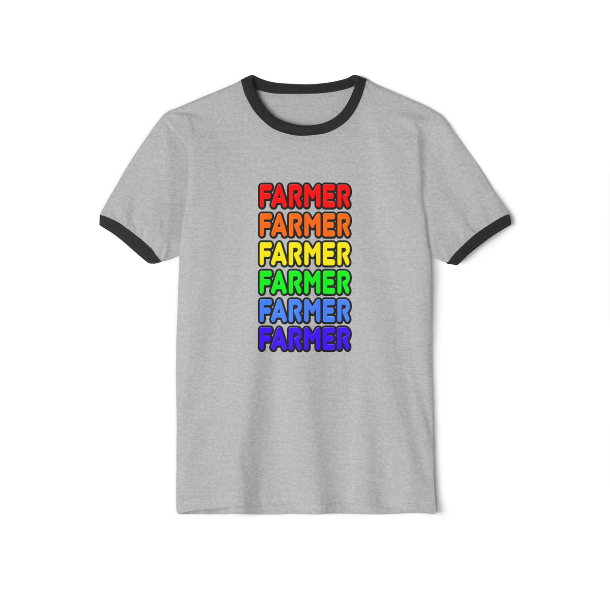 Rainbow Farmer - Unisex Cotton Ringer T-Shirt