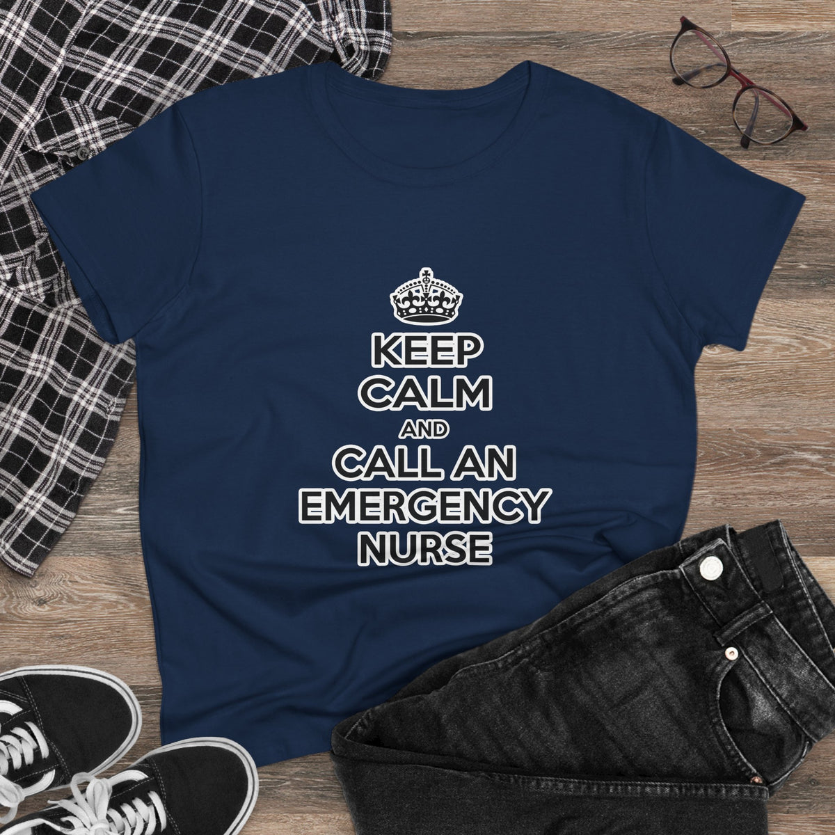 Keep Calm and Call an Emergency Nurse - Women's Midweight Cotton Tee