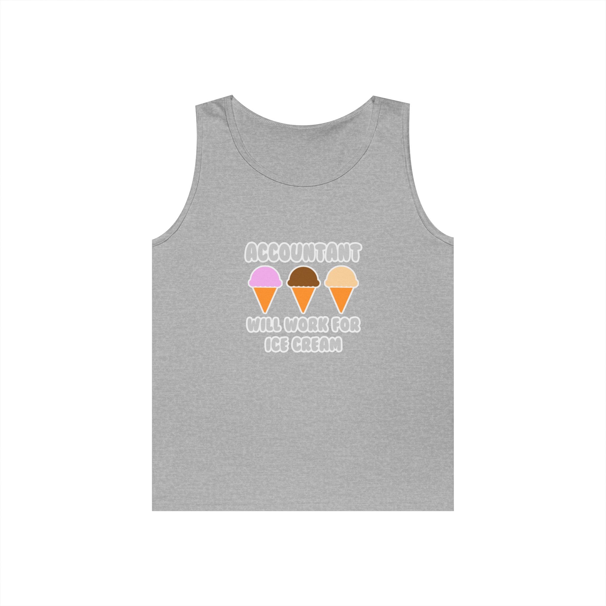 Accountant ... Will Work For Ice Cream - Unisex Heavy Cotton Tank Top