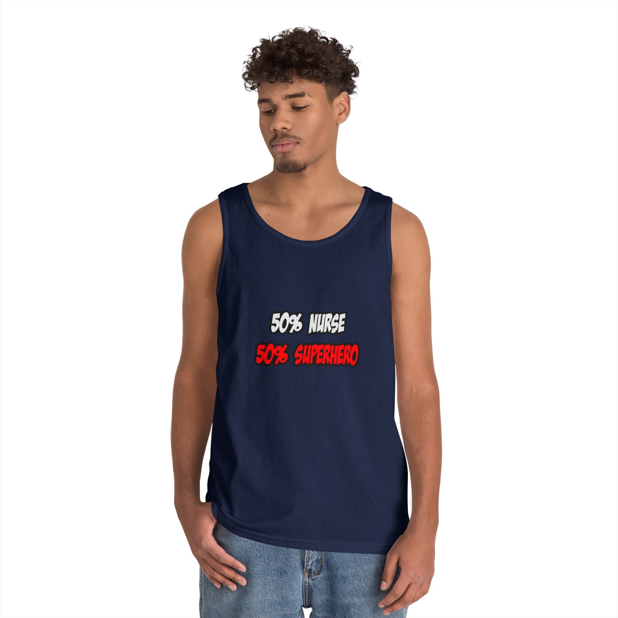 Half Nurse...Half Superhero - Unisex Heavy Cotton Tank Top