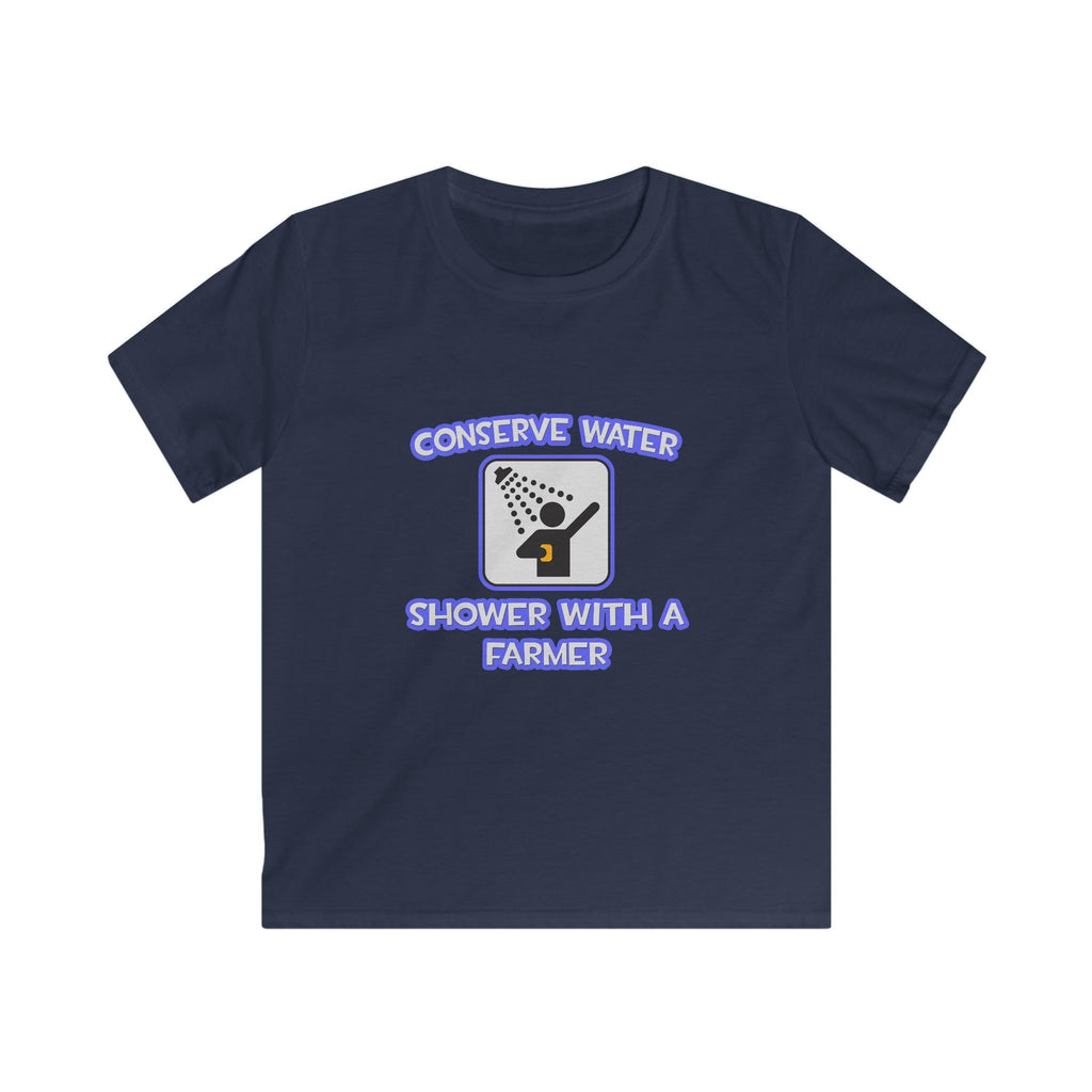 Conserve Water .. Shower With a Farmer - Kids Softstyle Tee