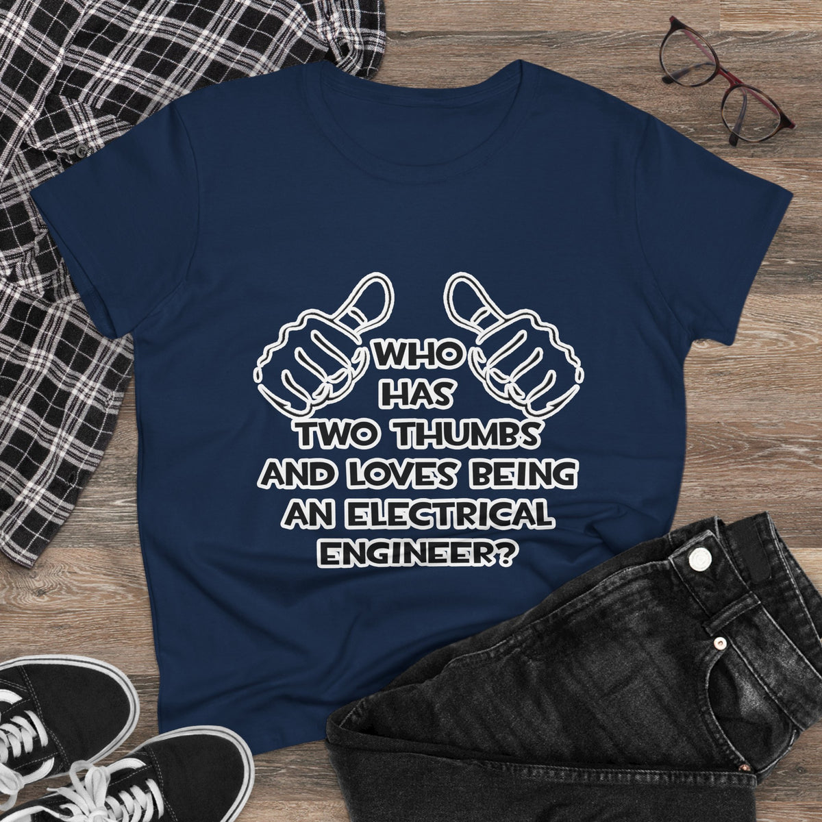 Two Thumbs...Electrical Engineer - Women's Midweight Cotton Tee