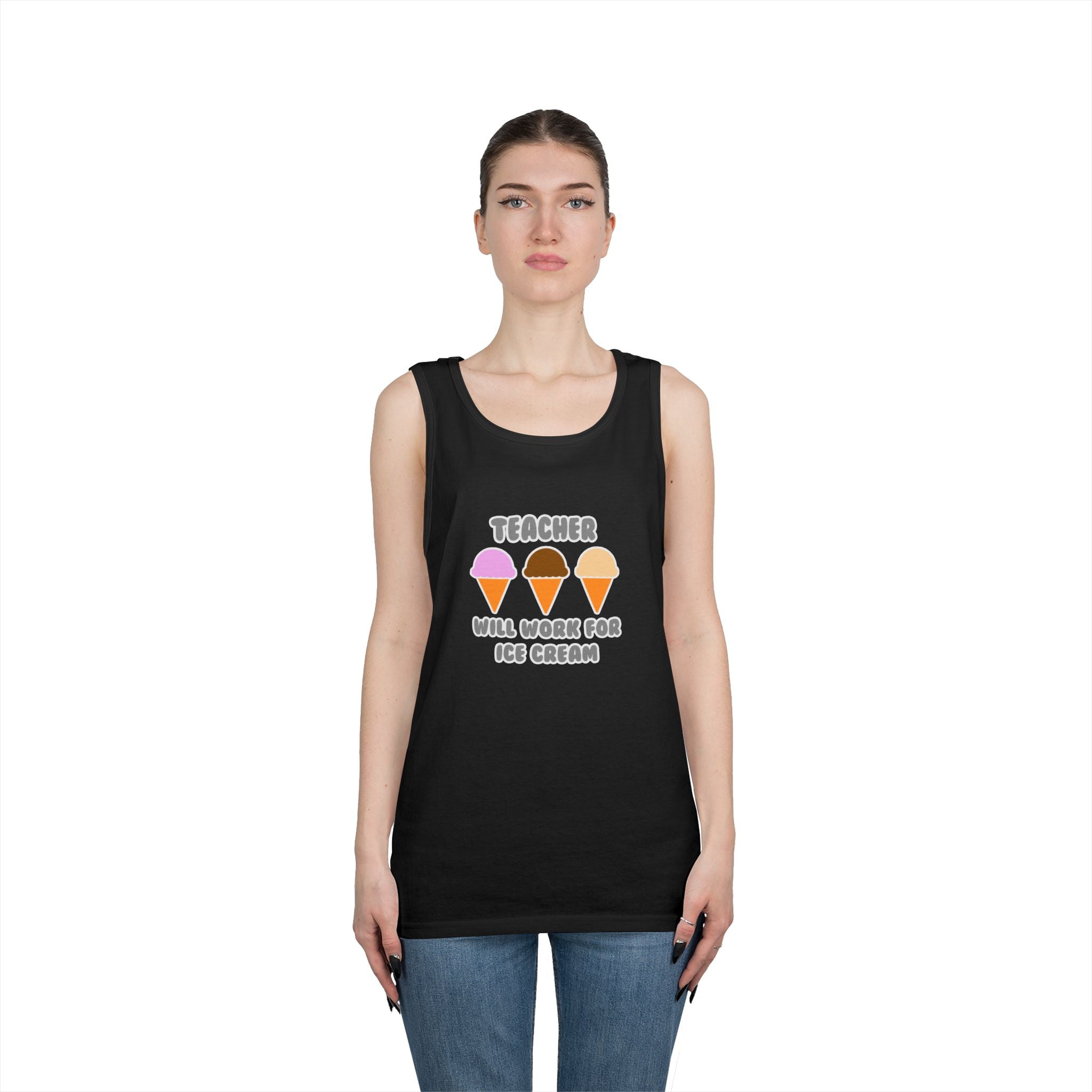 Teacher ... Will Work For Ice Cream - Unisex Heavy Cotton Tank Top