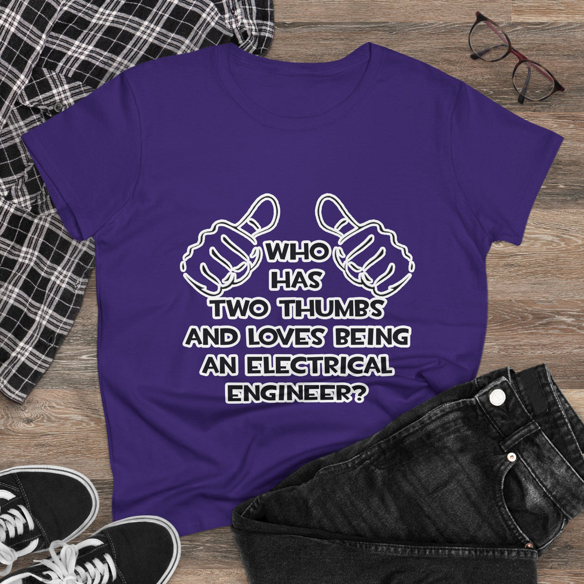 Two Thumbs...Electrical Engineer - Women's Midweight Cotton Tee