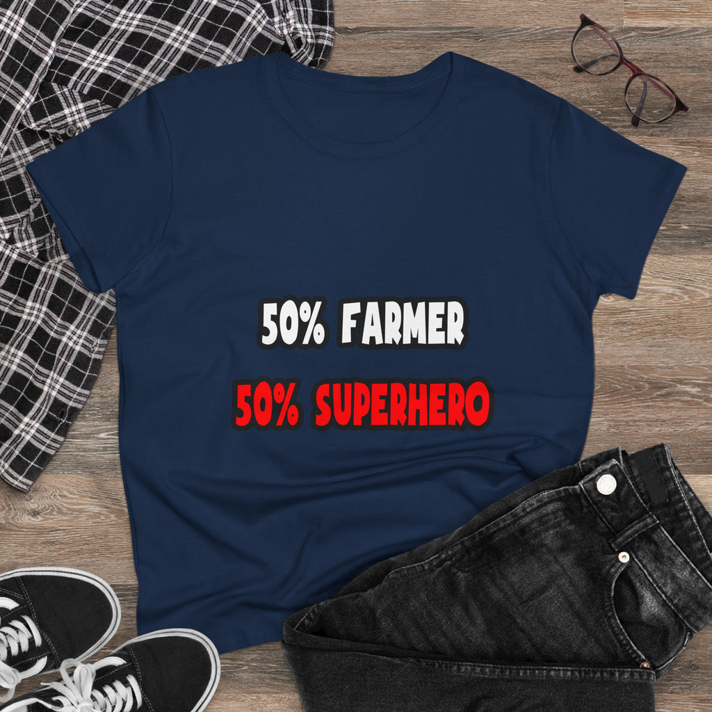 Half Farmer ... Half Superhero - Women's Midweight Cotton Tee