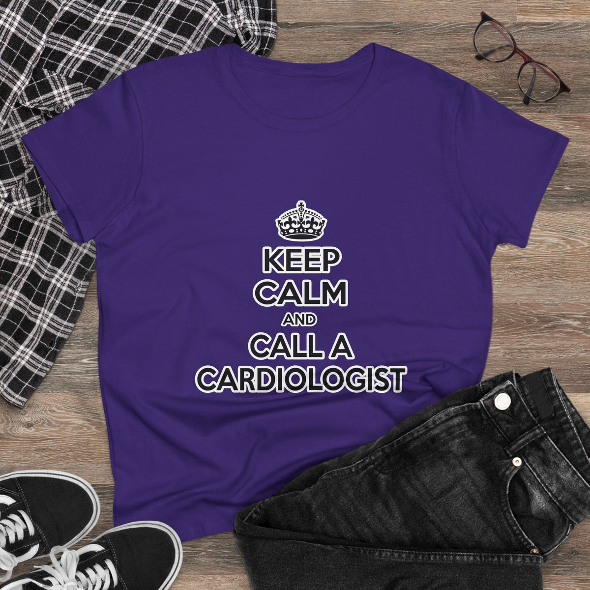 Keep Calm and Call a Cardiologist - Women's Midweight Cotton Tee