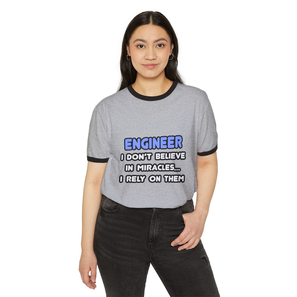 Miracles and Engineers - Unisex Cotton Ringer T-Shirt