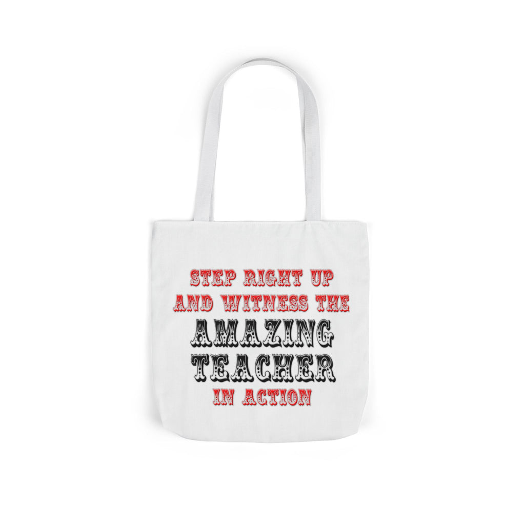Amazing Teacher In Action - Canvas Tote Bag, 5-Color Straps