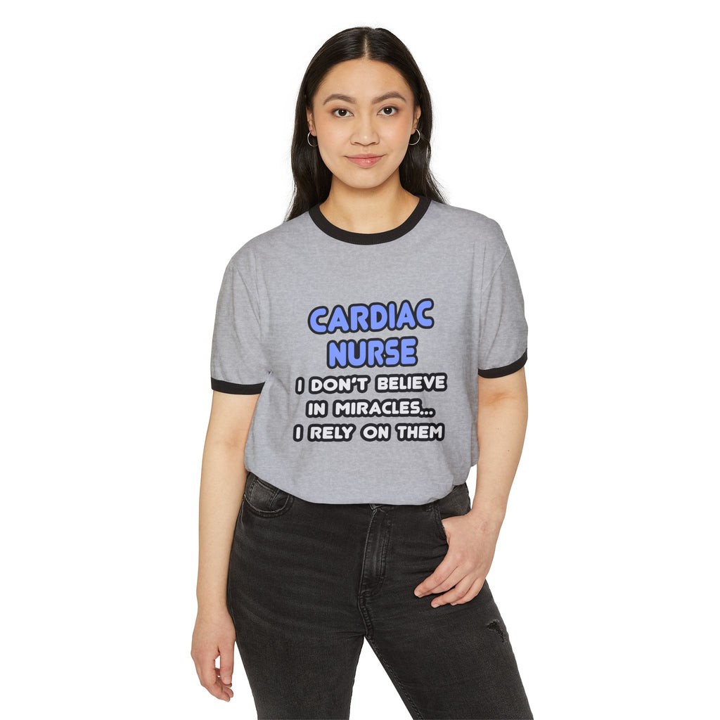 Miracles and Cardiac Nurses - Unisex Cotton Ringer T-Shirt