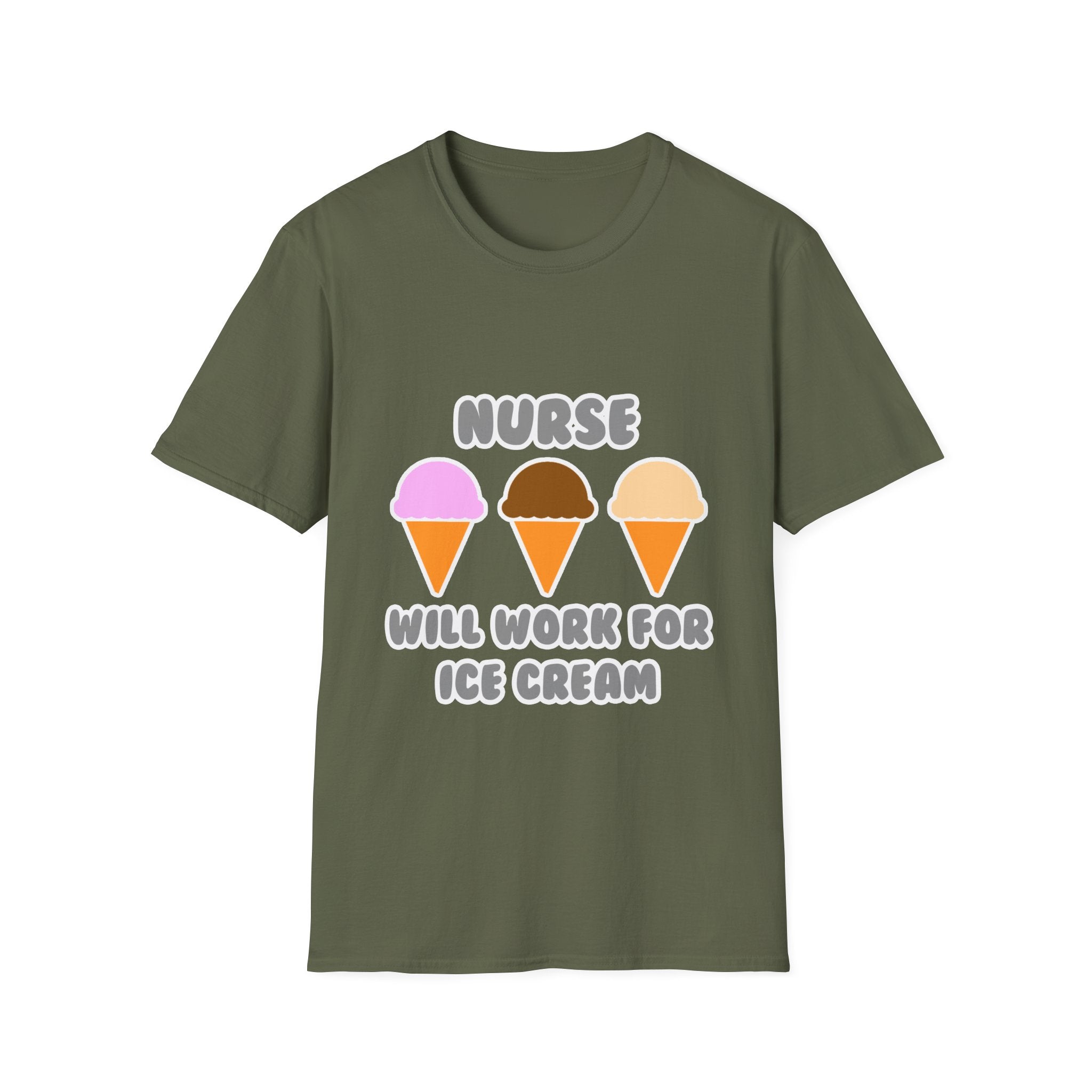 Nurse ... Will Work For Ice Cream - Unisex Softstyle T-Shirt