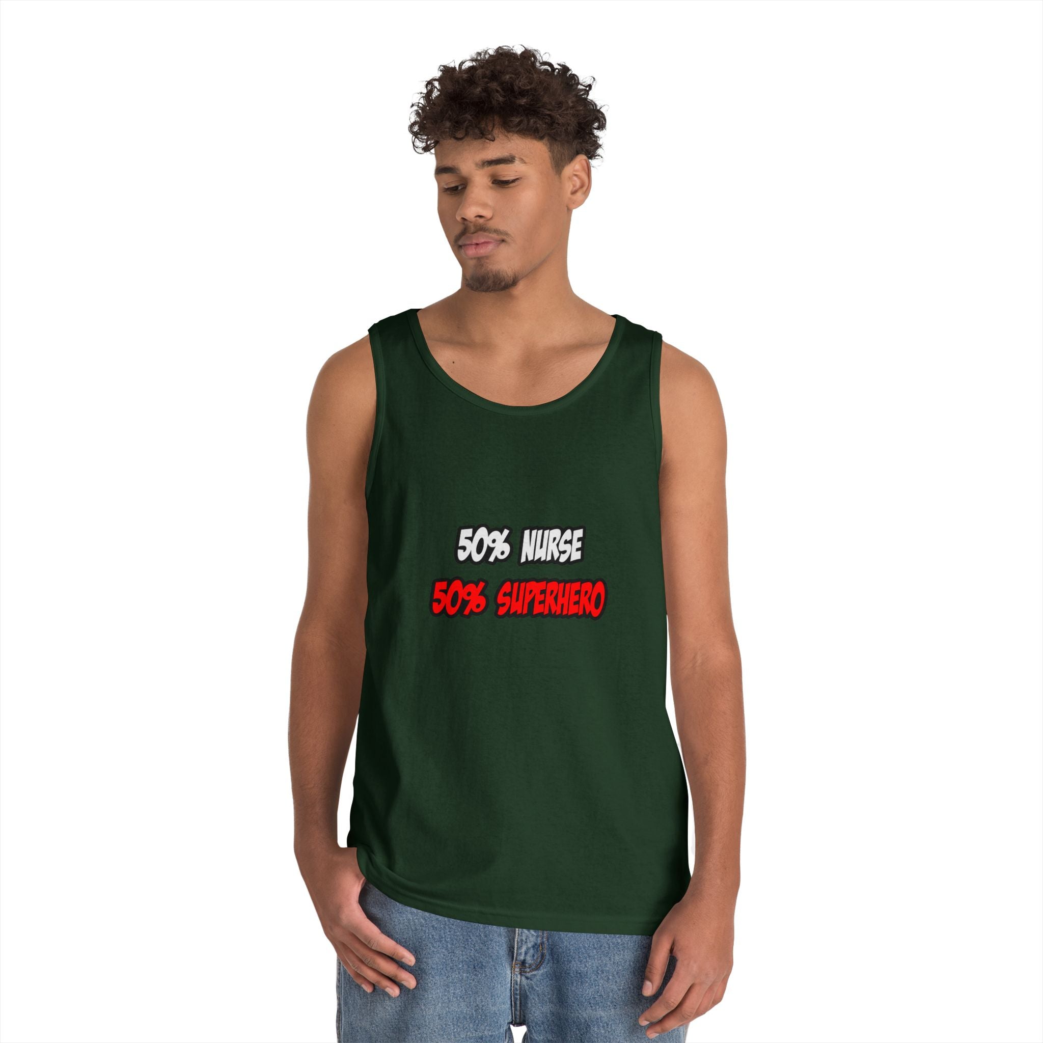Half Nurse...Half Superhero - Unisex Heavy Cotton Tank Top
