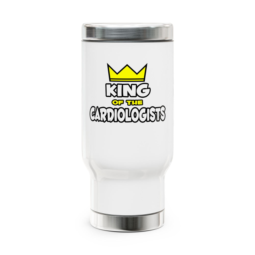 King of the Cardiologists - Stainless Steel Travel Mug with Handle, 14oz